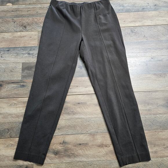 J. Jill Ponte Knit Slim Leg Pants Brown Pull On Size Medium Casual Mid-High Rise - Picture 1 of 15